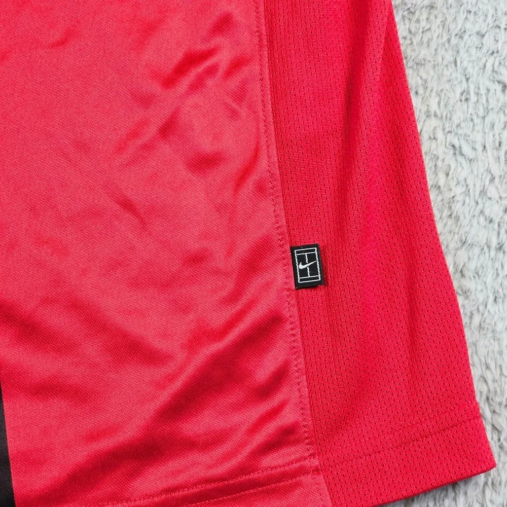 Nike Dri Fit Mens 2XL Polo Shirt Red 1/4 Zip Tennis Short Sleeve Performance